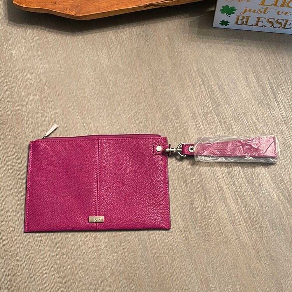 🆕 jewell by thirty one faux pebble leather wristlet / clutch in purple travel